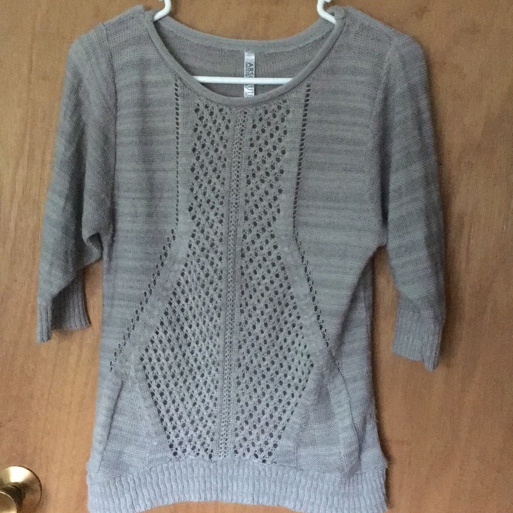 Grey knit sweater with dolman sleeve, size m